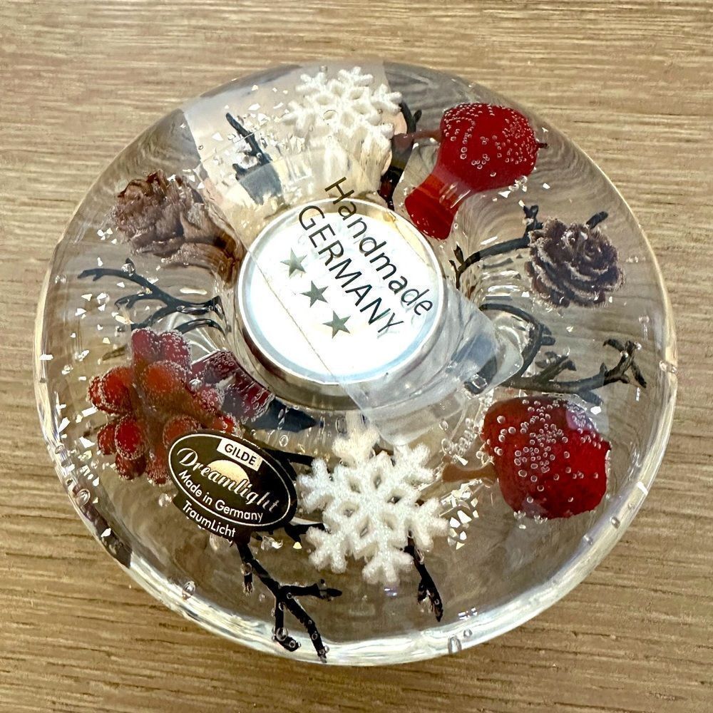 Christmas German Tealight Gel Filled Holiday Candle Holder